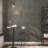 ReWallpaper Concrete Wallpaper Peel and Stick Textured Brown Grey Cement Wall Paper Removable Industrial Concrete Contact Paper for Bedroom Living Room Office Rental Friendly DIY Decor 15.8in x 10ft