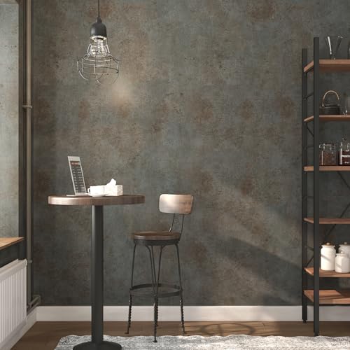 ReWallpaper 15.8in x 23ft Concrete Peel and Stick Wallpaper Brown Grey Faux Cement Wallpaper Removable Wall Covering Modern Loft Style Textured Contact Paper for Kitchen Backsplash Bedroom Accent Wall