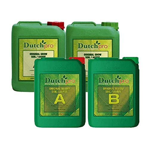 Dutch Pro Soil Grow A + B & Bloom A + B 5 Litres Base Nutrient Hard Water