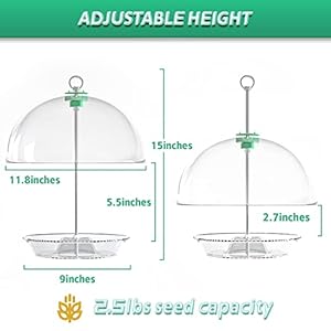 Rotating Dome Platform Bird Feeder Adjustable Bird feeders for Outside Hanging Tray with Drainage Holes Can Be Filled with Mealworms Seeds and Fruits Attract Bluebirds Cardinals