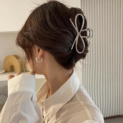 Pinza metálica grande plateada para cabello miniatura 4