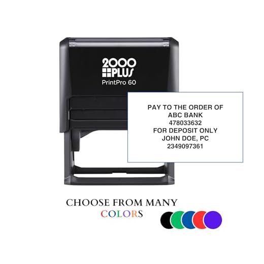 Custom Bank Endorsement Self-Inking Rubber Stamp - Your Text up to 6 Lines - 5 Color Choices