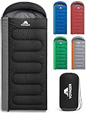 Voyager Sleeping Bag for Adults - Lightweight & Compact, Versatile 3-4 Season Temperature, Spacious Design, Quality Material, Ideal for Camping & Backpacking - 190x30x80cm- Black