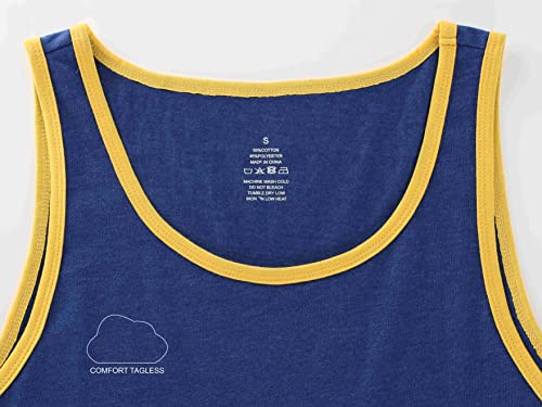 Harbeth Men's Casual Vintage Slim Fit Bodybuilding Workout Gym Muscle Sleeveless Shirts Tank Tops H.oatmeal/Rusty S #TOP4