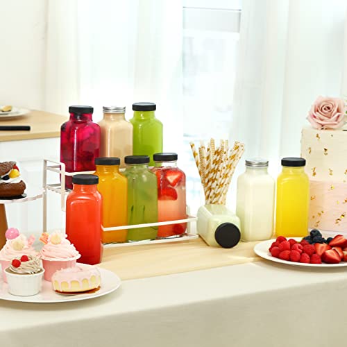 Cucumi 10Pcs 16Oz Glass Juice Bottles With Lids, Reusable Juice Containers Drinking Jars Water Cups With Brush, Glass Straws, Lids With Hole #TOP6