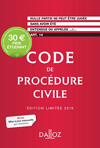 Télécharger Code de procédure civile 2016. Édition limitée - 107e éd. Livre eBook France