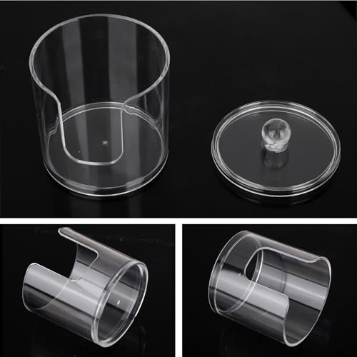 Image of Tbestmax Plastic Cotton Round Holder and Dispenser, Clear Cotton Pads Storage Bathroom Canister Vanity Makeup Organizer