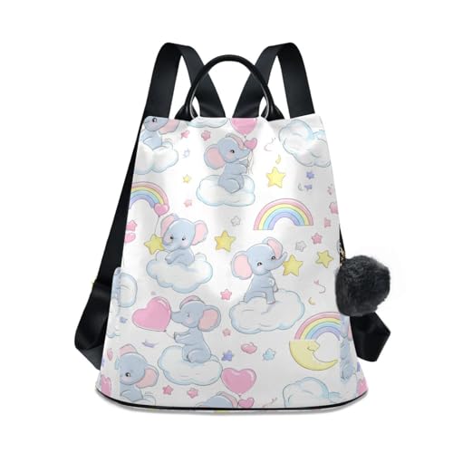 Sac à dos motif éléphants blanc idéal pour les cours et les sorties citadines