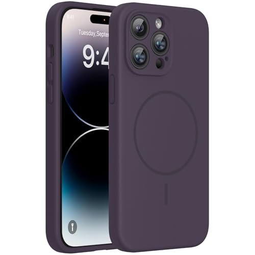 Image of Miracase Magnetic for iPhone 14 Pro Max Case, [Soft Anti-Scratch Microfiber Lining], Compatible with MagSafe, Silicone Shockproof Protection Phone Case for iPhone 14 Pro Max,Dark Purple