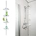 Bakaji - Estantería esquinera de ducha con 4 estantes de plástico con barra telescópica extensible y encajable de metal, altura 245 cm, estante esquinero para baño, jabonera Shampo