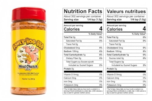 Meat Church BBQ Rub Combo: Honey Hog (14 oz) and Holy VooDoo (14 oz) BBQ Rub and Seasoning for Meat and Vegetables, Gluten Free, One Bottle of Each