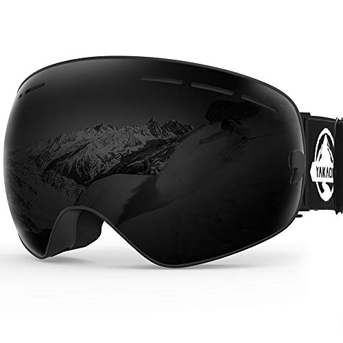 YAKAON Ski Snowboard Snow Goggles with UV Protection Anti-Fog Spherical OTG Anti-Slip Strap for Men Women