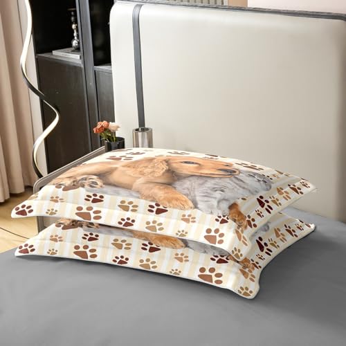 Parure de lit Coton Ensemble Housse de Couette Chat Chien de Qualité - 7