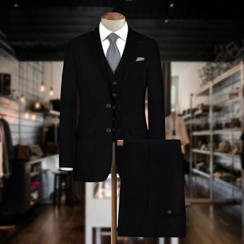 Image of BIGREAMS Unstitched Herringbone Wool Blazer Yarn-Dyed Fabric for Three Piece Suit | 58 inch Wide, Wrinkle Free, Best for Coat Pant, Nehru Jacket (Free Size)