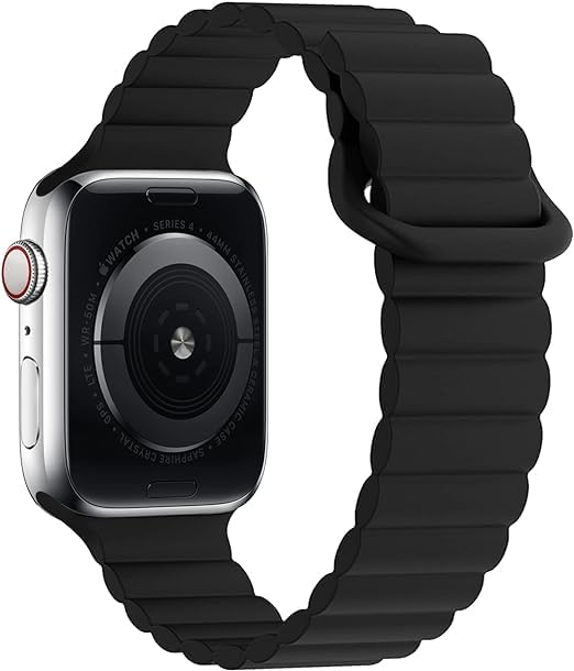 Image of Silicone Magnetic Band Compatible with Apple Watch 38mm 40mm 41mm 42mm 44mm 45mm 49mm, for Series Ultra 9 8 7 SE 6 5 4 3 2 1 Women Men |Watch Not Included (Black, 38mm /40mm /41mm)