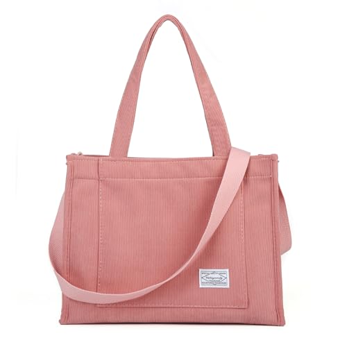 Image of Valleycomfy Corduroy Tote Bag for Women Travel Crossbody Bag Purse Women Shoulder Bags Work Handbags Everyday Hobo Bag