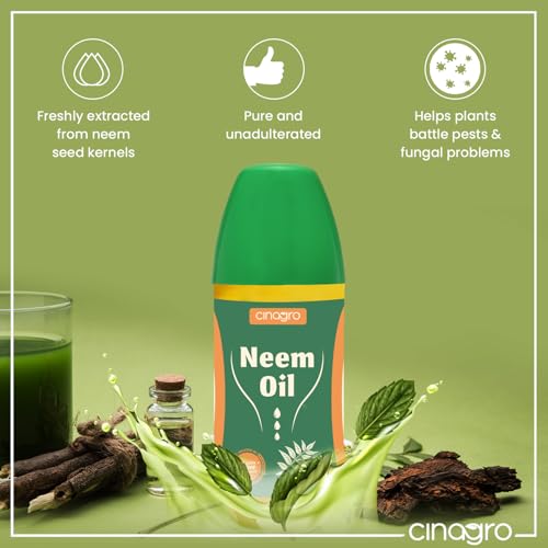 Image of Cinagro Cold Pressed Neem Oil Concentrate (1 Litre, Makes 240 Litre Spray) Organic, Water-Soluble, Plant Protector, Removes Mealybugs, Fungus & Insect Control for All Plants, Indoor & Outdoor Use
