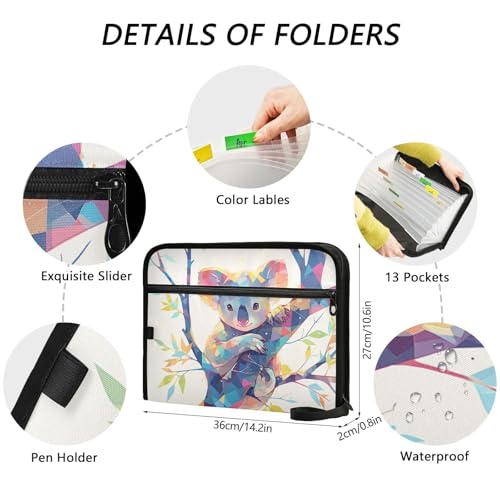 Carpeta clasificadora de 13 bolsillos A4 con cremallera para proteger documentos 3