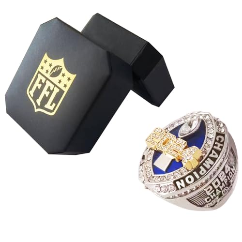 fantasy football ring 2024 heavy ffl champion ring  gold silver tone plated award trophy for fantasy football league winner