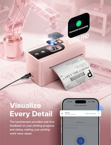 Image of Phomemo 4x6 Shipping Label Printer with Touch Screen, Bluetooth Thermal Printer for Small Business, Auto Label Detection, 150mm /s High Speed, Compatible with Amazon, USPS, UPS, iOS Android Windows Mac