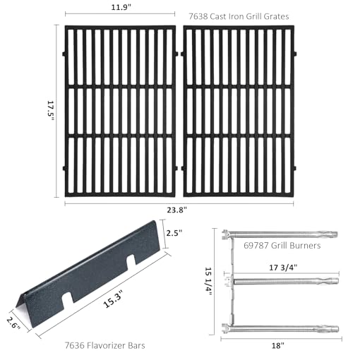 Image of Grill Parts for Weber Spirit 300 Series E310, E320, E330,S310, S320,S330,Spirit II 300 Series with Front-Mounted Control Replace 7636 Flavor Bar 69787 Grill Burners 7638 Cooking Grates