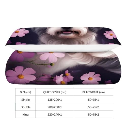 Parure chiot étoilé imprimé 3D en microfibre premium 135x200cm - 4