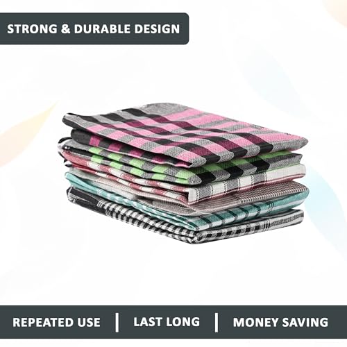 Image of Kuber Industries Pack of 24 Cotton Kitchen Cloth /Napkins | Fridge Kitchen Cleaning & Checkered Roti Napkins | 19x19 Inches - Multicolour