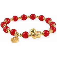 2026 New Year Horse Bracelet Set for Women, 2 Pcs Red & Green Beaded Wealth Good Luck Feng Shui Stretch with Gold Horse Charm Jewelry Gift