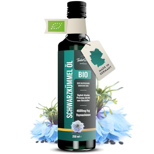 Nigella Schwarzkümmelöl Bio kaltgepresst 250ml ungefiltert & ohne Zusatzstoffe – Ägyptisches Black Seed Oil mit hohem Thymochinongehalt Caus deutscher Ölmanufaktur