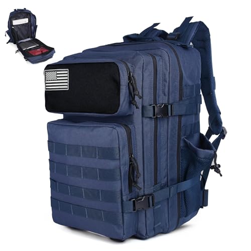 Image of gracedon Tactical Backpack - Military Molle Bag 3 Days Pack for men and Women Large Assault Rucksack 45L (Navy)
