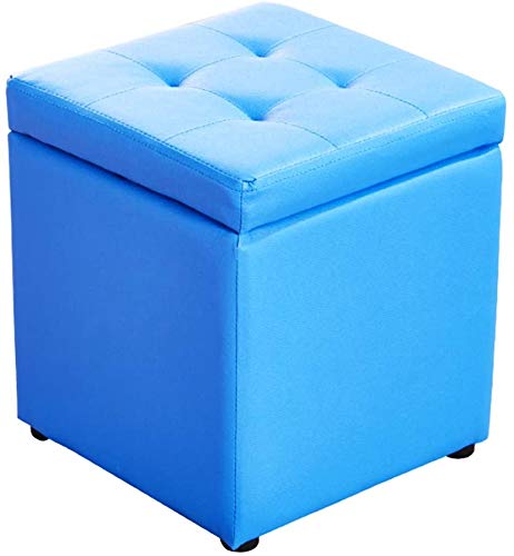 Tabouret pouf cube de rangement design en similicuir bicolore avec finitions à charnière
