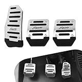 Sumjig 3 PCS Car Foot Pedal Kit, Alloy + Rubber Anti-Slip Transmission Accelerator Pedal Brake Pedal Cover Clutch Anti-Friction Pedal, Modification Accessories, for Most Manual Vehicles (Silver)