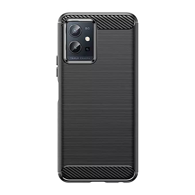 Image of NPRC Hybrid Ultra Slim Protective Case TPU Non-Slip Carbon Fiber Texture Shockproof Case Cover for Vivo T1 5G - Black