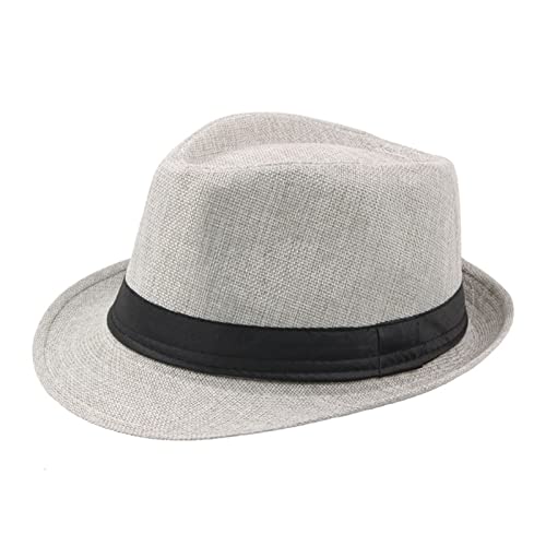 URTERYSER Fedora Hat, Short Brim Fedora Solid Color Beach Summer Sun Hat Ganster Accessory