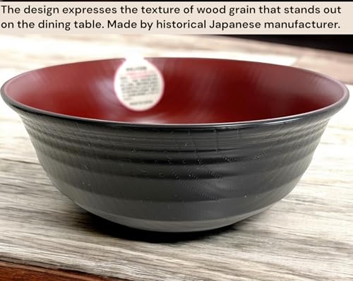Japan Plastic Ramen Bowl Made by Japanese Historical Manufacturer, Set of 2, Dishwasher & Microwave Safe, 41oz (standard size) Plastic Light and Unbreakable, Coated Using Traditional Techniques (2)