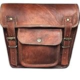 VINTAGE CRAFT SHOP Leather Side Pouch | Motorcycle Bag Saddlebags | Handlebar Sissy Bar | Panniers Travel Tool Bag For Bike And Bicycle 11 x 3 x 9 Inches