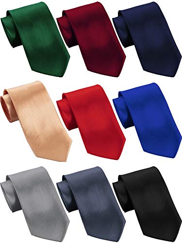 9 Pieces Men's Slim Tie Skinny Necktie Solid Color Tie Retro Classic 3 Inches Skinny Ties, Multicoloured, One Size