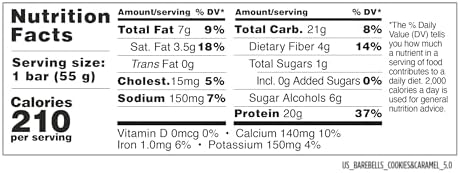 Barebells Protein Bars Cookies and Caramel - 12 Count, 20g High Protein Treats - Chocolate Nutrition Bar with 1g Total Sugars - On-The-Go Breakfast or Post-Workout Snack - 1