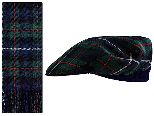 Casquette plate en laine et foulard tartan Robertson Hunting ensemble hiver hommes et femmes