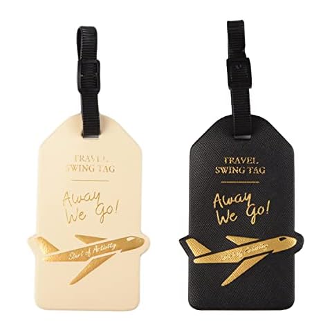 2 Pcs Luggage Tags, Leather Airplane Luggage Tags for Suitcases Travel Id Bag Tag Name Address Tel Tag Travel Gifts for Men/Women Wedding Travel Gift Cover