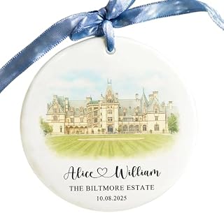 Custom Wedding Venue Watercolor Ornaments, Personalized First Married Ornaments with Couples Name, Wedding Location Ornament, Engagement for Newlyweds