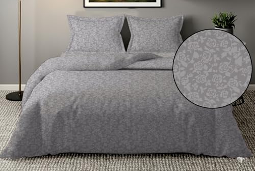 Image of 300 TC Premium Glace Cotton Solid Emboss Bedsheet for Double Bed with 2 Pillow Covers for Home (90 inch x 100 inch or 229 cm x 254 cm) (Rose-Grey, Double- 90 x 100 Inches)