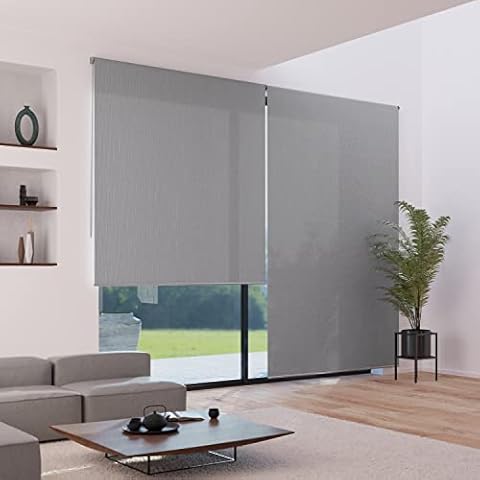 MADECOSTORE Rollo Must Thermal Fabric Roller Blind, Plain, 124 x 250 cm, Motorised, with Drilling Cover