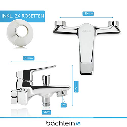 Badezimmerarmatur Bächlein Orlias in Chrom – Wannenarmatur Universal