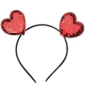 Valentines Day Headband Red Glitter Heart Headband Sequin Heart Shape Hair Band Head Boppers Wedd...