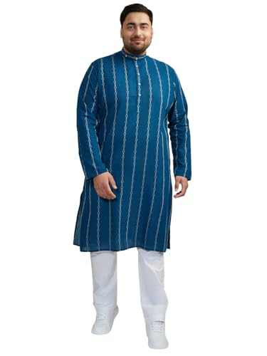 Pyjama jacquard bleu indigo Vastramay ensemble col vêtement ethnique homme 52