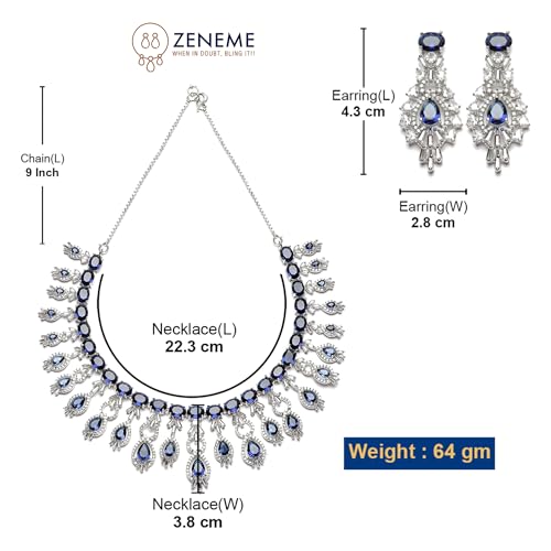 Rhodium-Plated American Diamond Studded Necklace Set