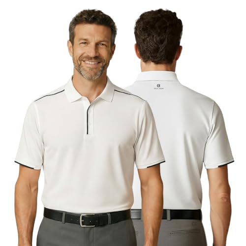 Camiseta polo para hombre Cole Haan Trafton de golf, tela ligera con estiramiento 4 vías, gestión de humedad y costuras contrastantes miniatura 1