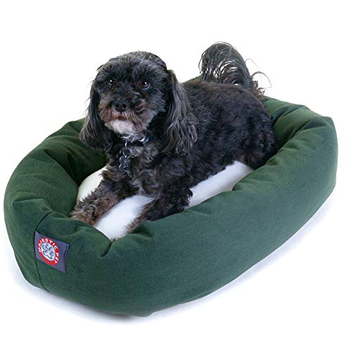Image of Majestic Pet 24 inch Green & Sherpa Bagel Dog Bed Products, 24.0 inchL x 19.0 inchW x 7.0 inchTh