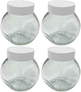 Set Of 4 Glass Sweet Jars With White Lid 500ml Penny Candy Jar Air Tight Jar